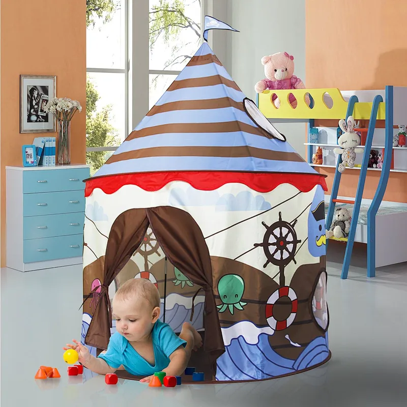 Homfu Play Tent For Kids Castle For Children Boys and Girls Viking Pattern Pop up Tent As Christmas Gift